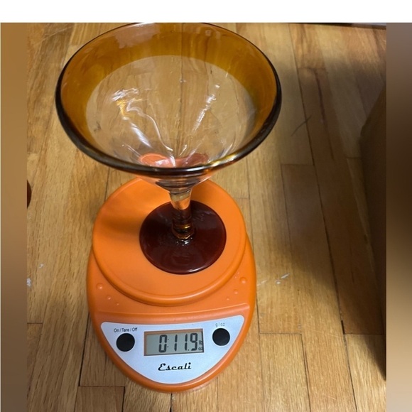 2 Amber Rimmed Stemware Glass 6” Hand-blown Mexican clear bar pedestal Glasses - Picture 6 of 9